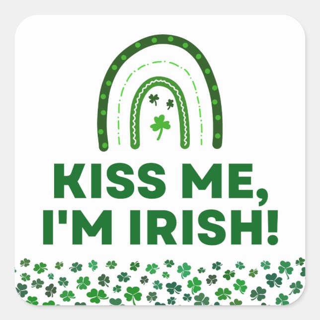 Adesivo Quadrado Beije-Me! Sou irlandês (Frente)