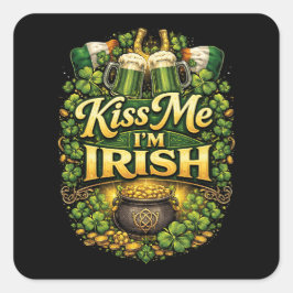 Adesivo Quadrado Beije-me, Sou Irlandês