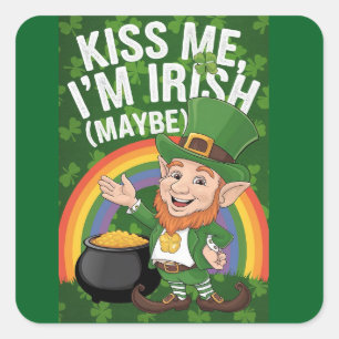 Adesivo Quadrado Beije-me, sou irlandês... Talvez?