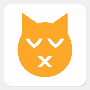 Adesivo Quadrado Beijo com o gato fechado de Emoji dos olhos