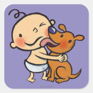 Adesivo Quadrado Beijos do filhote de cachorro para o bebê