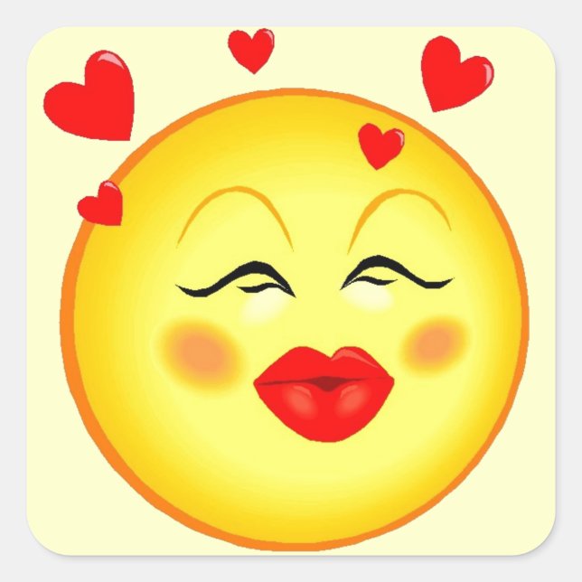 Adesivo Quadrado Beijos Para Você Namorados Feliz (Frente)