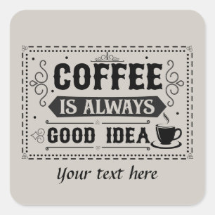 Adesivo Quadrado Bela arte personalizável de café