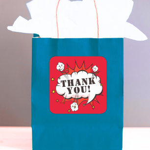 Adesivo Quadrado Bela-Boca do Super-Herói Discurso Bble Aniversár