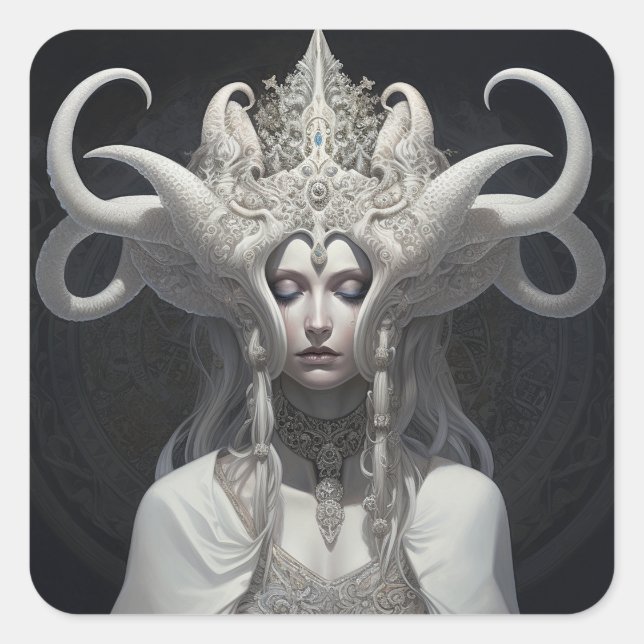 Adesivo Quadrado Bela Bruxa Demon Queen Fantasy Art (Frente)
