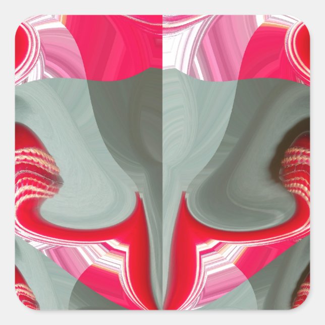 Adesivo Quadrado bela cinza de cinzas vermelhas motif geométrico AR (Frente)