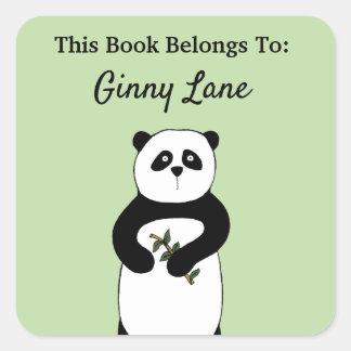 Adesivo Quadrado Bela Placa Personalizada de Livros Panda