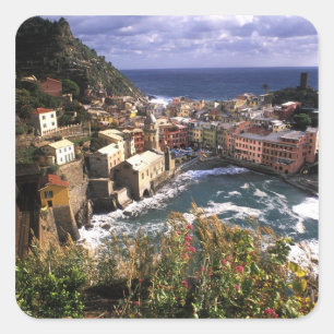 Adesivo Quadrado Bela Vila de Vernazza em Cinque