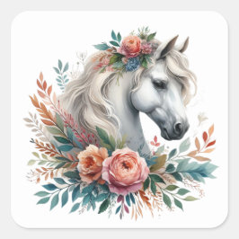 Adesivo Quadrado Bela Vinheta de Cavalo