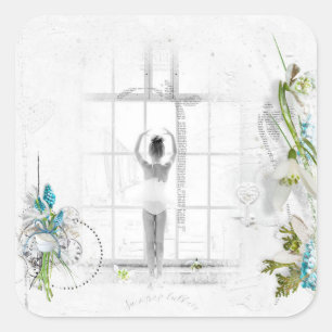 Adesivo Quadrado Bela Vítima Ballerina Child Stickers