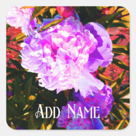 Adesivo Quadrado Belas Peônias Rosa