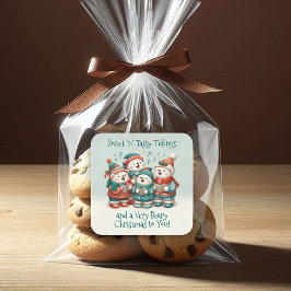 Adesivo Quadrado Belas Ursos Polares Bonitas Têm um Natal Muito Bea