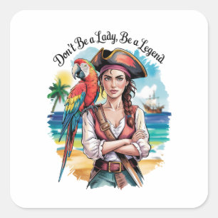 Adesivo Quadrado Beleza Do Buccaneer Pirata Feminina No Convés