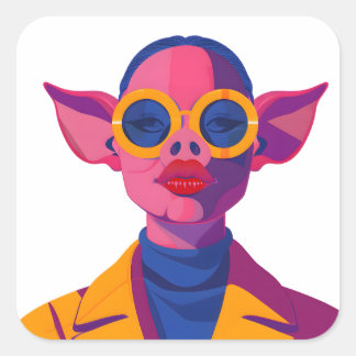 Adesivo Quadrado Beleza Porcina