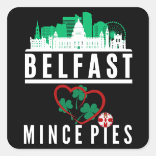 Adesivo Quadrado Belfast ama Mince Pies Cityscape