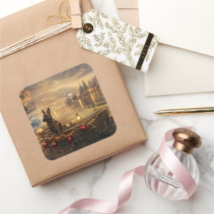 Adesivo Quadrado Belga Malinoi Natal Voyage Festiva