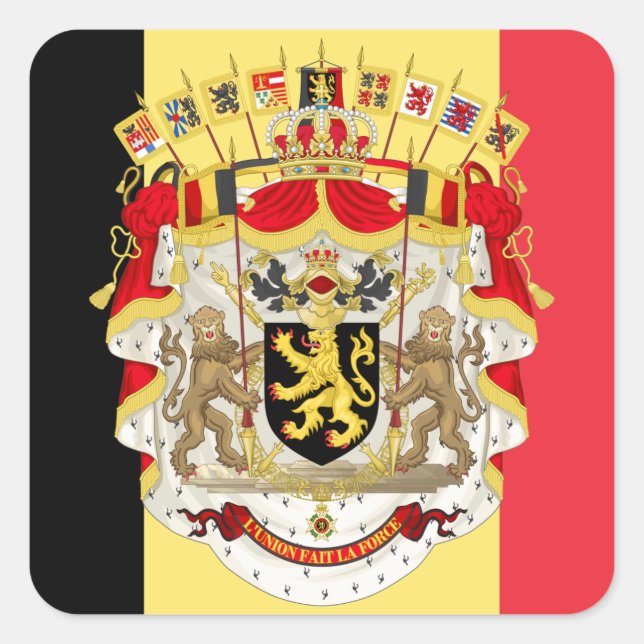 Adesivo Quadrado Bélgica Flag & COA (Frente)