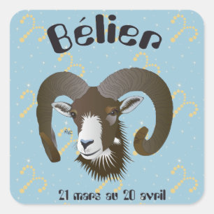 Adesivo Quadrado Bélier 21 mars 20 Autocollants au avril