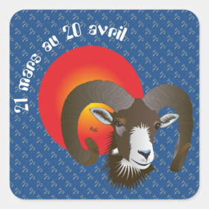 Adesivo Quadrado Bélier 21 mars 20 Autocollants au avril