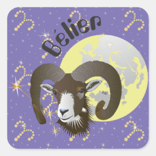 Adesivo Quadrado Bélier 21 mars 20 Autocollants au avril