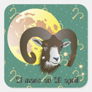 Adesivo Quadrado Bélier 21 mars 20 Autocollants au avril