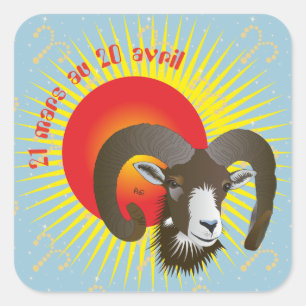 Adesivo Quadrado Bélier 21 mars 20 Autocollants au avril