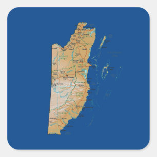 Adesivo Quadrado Belize Map Sticker