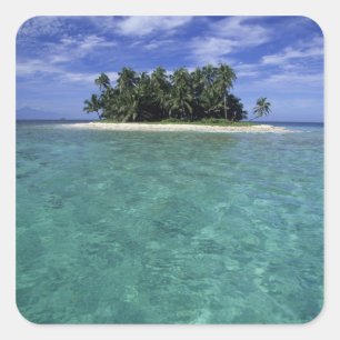 Adesivo Quadrado Belize, Recife de Coral, Ilha ou cayo sem nome.
