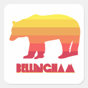 Adesivo Quadrado Bellingham Washington Rainbow Bear