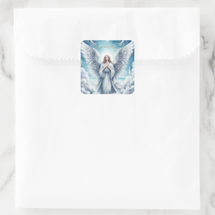 Adesivo Quadrado Belo Anjo da Guarda Branco