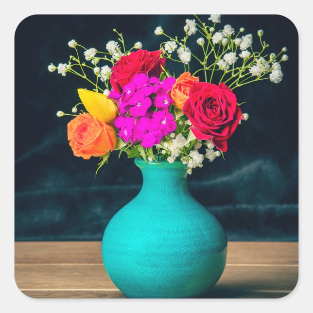 Adesivo Quadrado Belo arranjo De Flores, Vida Estável (Frente)