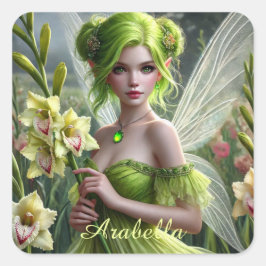 Adesivo Quadrado Belo August Fairy em Gladioli