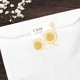 Adesivo Quadrado Belo Casamento de Outono Amarelo Amarelo Amarelo