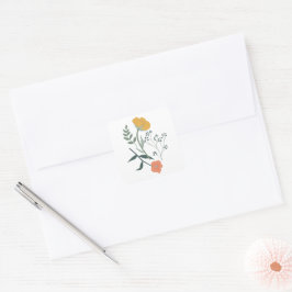 Adesivo Quadrado Belo Padrão Botânico Floral