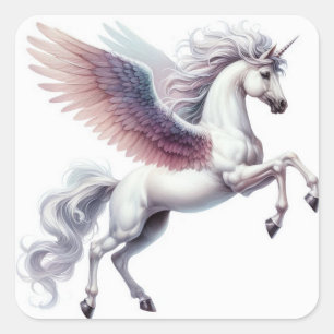 Adesivo Quadrado Belo Pegasus com Asas Coloridas de Ombre