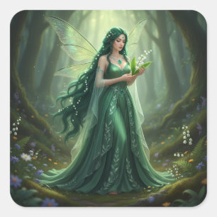 Adesivo Quadrado Belo polo de maio, Emerald Fairy