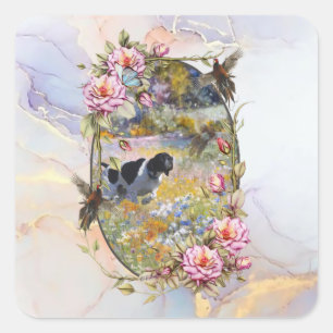 Adesivo Quadrado Belo ponteiro com faisões