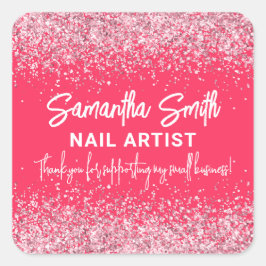 Adesivo Quadrado Belo Rosa, Bela Tecnologia, Artista Nail - Muito O