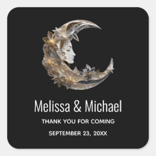 Adesivo Quadrado Belo rosto na lua Obrigado