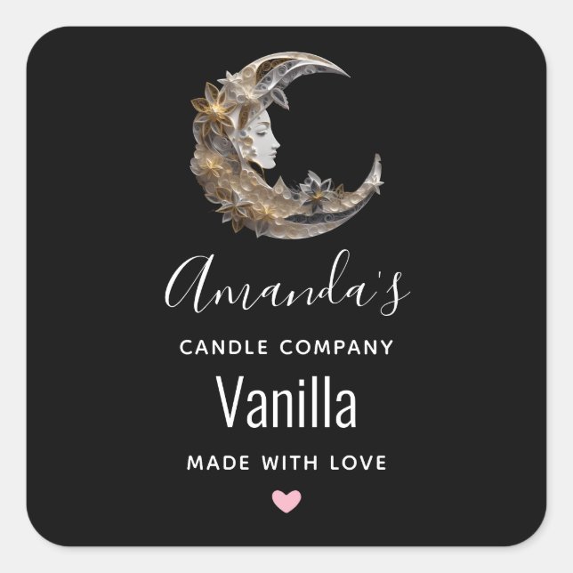 Adesivo Quadrado Belo rosto no negócio da vela da lua (Frente)