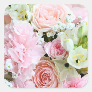 Adesivo Quadrado Belo Vestido Floral de Casamento e Foco Enveliope