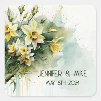 Adesivo Quadrado Belos narcisos de água amarela