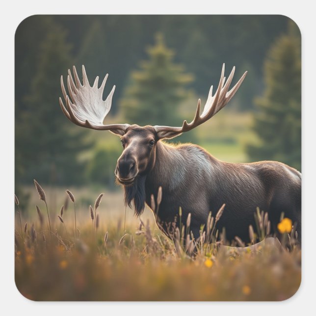 Adesivo Quadrado Belsome Moose Birthday (Frente)