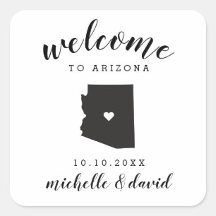 Adesivo Quadrado Bem-vindo à Arizona  Favor de casamento