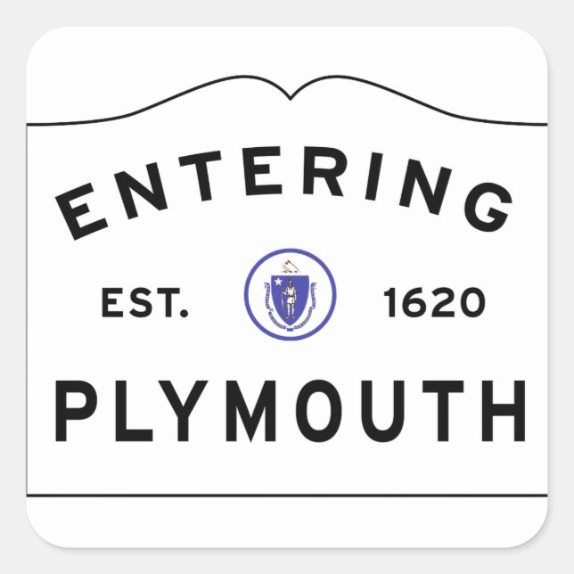 Adesivo Quadrado Bem-vindo à cidade de Plymouth MÃE (Frente)