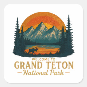 Adesivo Quadrado Bem-vindo à Embroiderme Grand Teton National USA