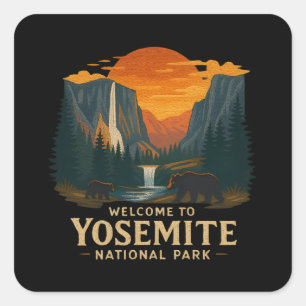 Adesivo Quadrado Bem-vindo à Embroiderme Yosemite Nacional EUA
