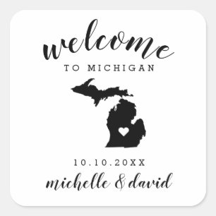 Adesivo Quadrado Bem-vindo a Michigan  Favor de casamento