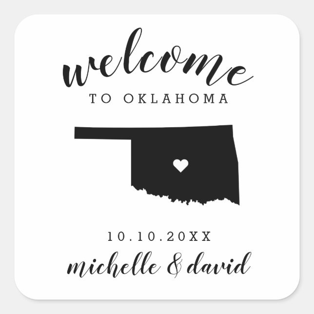 Adesivo Quadrado Bem-vindo a Oklahoma | Favor personalizado de casa (Frente)