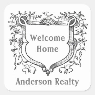 Adesivo Quadrado Bem-vindo ao Home House Comprador Realator Obrigad